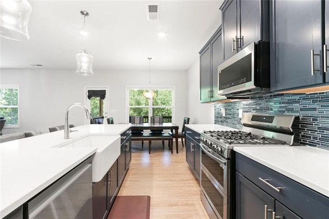 138 Daffodil Lndg, Dallas, GA 30132 - kitchen with stainless steel appliances, light wood-type flooring, plenty of natural light, and decorative backsplash