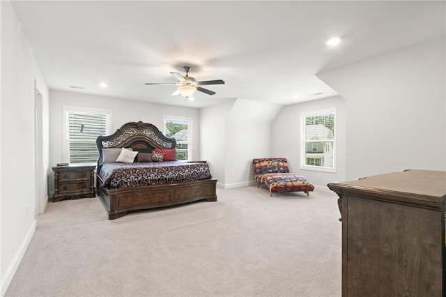 138 Daffodil Lndg, Dallas, GA 30132 - bedroom with light colored carpet, baseboards, recessed lighting, and a ceiling fan