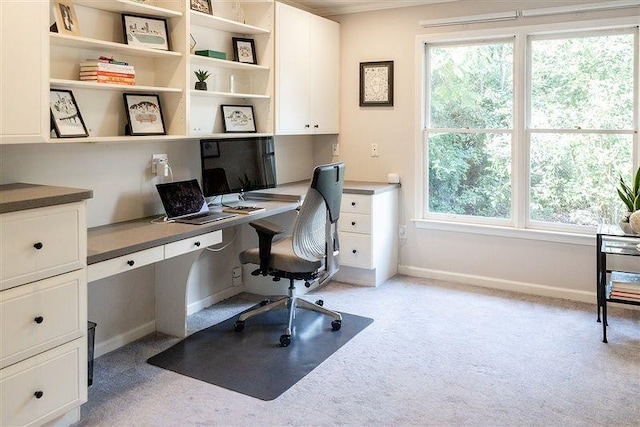 office with light colored carpet