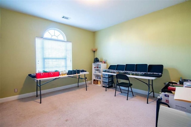 view of carpeted office space