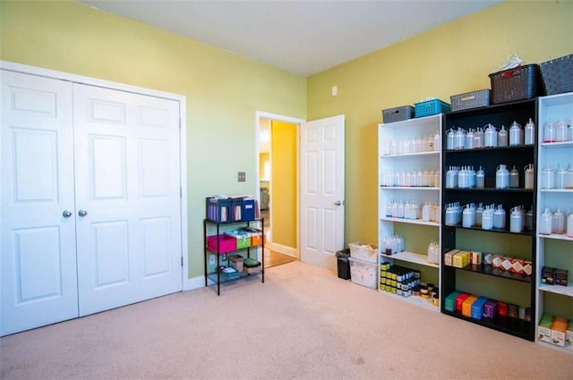 recreation room with carpet floors