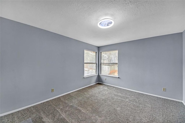 empty room featuring carpet and a textured ceiling