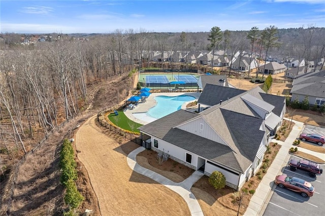 drone / aerial view featuring a residential view