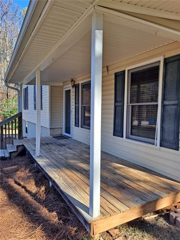 deck featuring a porch