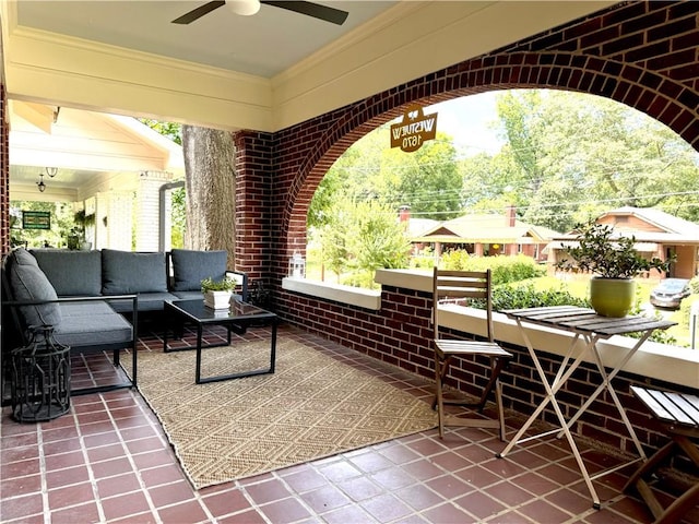 view of patio / terrace featuring outdoor lounge area and ceiling fan