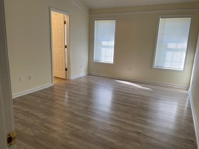 unfurnished room featuring dark hardwood / wood-style floors and a wealth of natural light