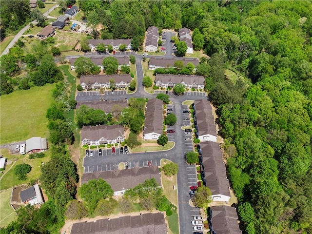 aerial view with a residential view and a forest view