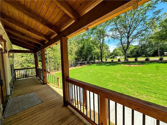136 Rainey Rd, Temple, GA 30179 - wooden terrace featuring a yard and view of scattered trees