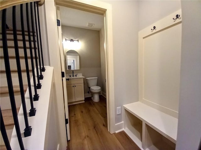 136 Rainey Rd, Temple, GA 30179 - mudroom with dark wood-style floors and baseboards