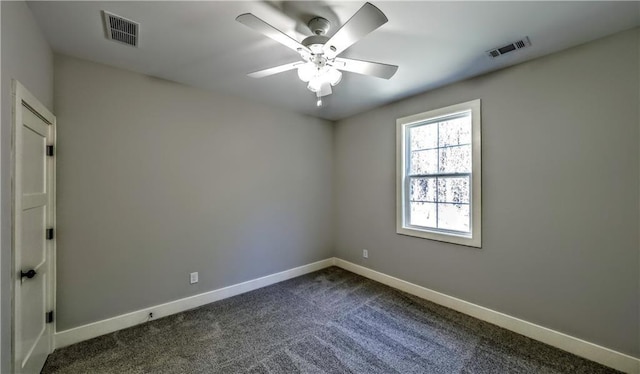 136 Rainey Rd, Temple, GA 30179 - spare room with a ceiling fan and dark colored carpet
