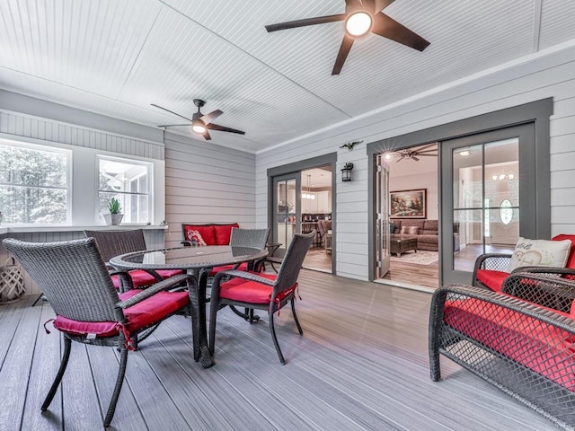 430 Cajun Dr, Ellijay, GA 30540 - sunroom with ceiling fan and outdoor dining area