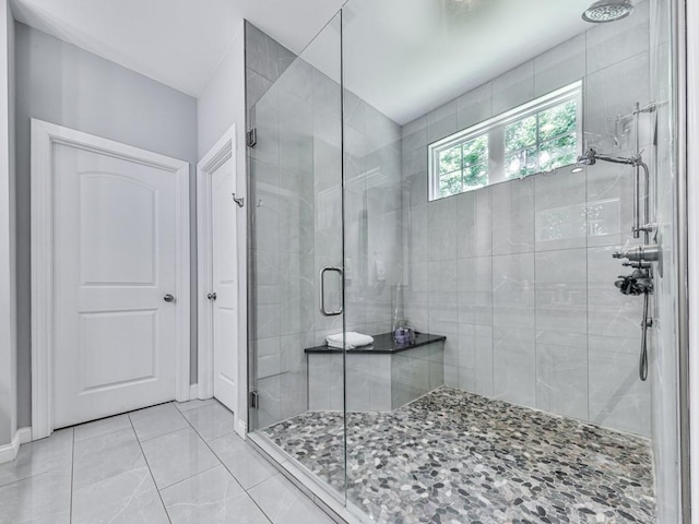 430 Cajun Dr, Ellijay, GA 30540 - full bath featuring a shower stall and marble finish flooring