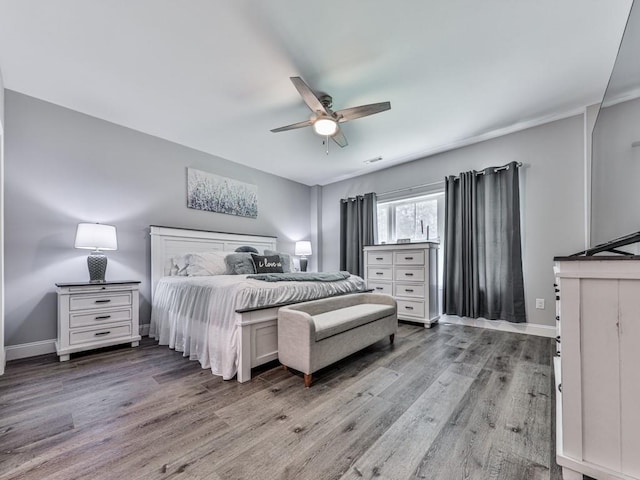 430 Cajun Dr, Ellijay, GA 30540 - bedroom with wood finished floors and a ceiling fan