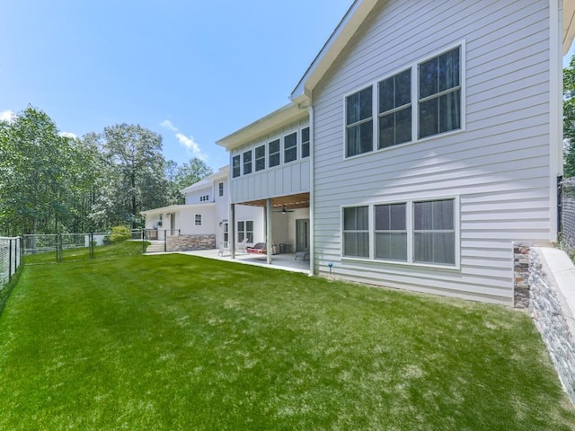 430 Cajun Dr, Ellijay, GA 30540 - back of house with a fenced backyard, a patio, and a ceiling fan