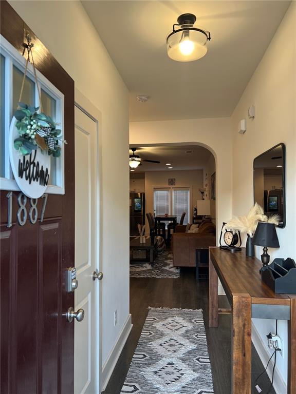 entrance foyer featuring dark hardwood / wood-style floors