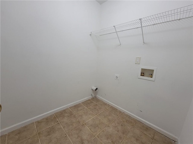 laundry room with hookup for a washing machine, laundry area, hookup for an electric dryer, and baseboards