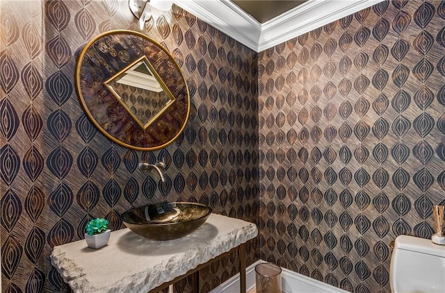750 Park Ave NE Unit 19E, Atlanta, GA 30326 - half bathroom with toilet and crown molding