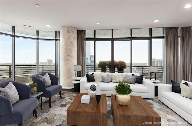 750 Park Ave NE Unit 19E, Atlanta, GA 30326 - living area featuring recessed lighting and expansive windows