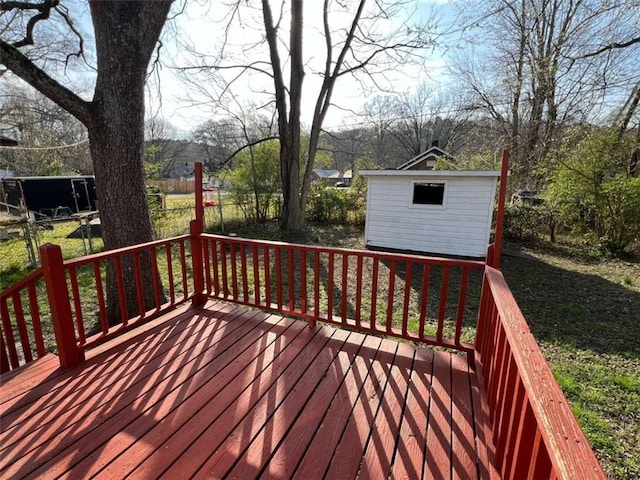 35 Elmwood St, Rome, GA 30161 - wooden deck with a storage shed and an outdoor structure