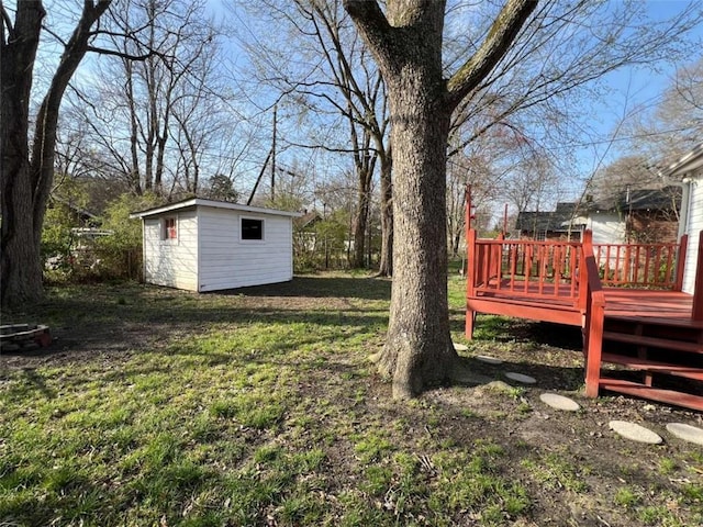 35 Elmwood St, Rome, GA 30161 - view of yard with a deck, an outdoor structure, and a storage unit