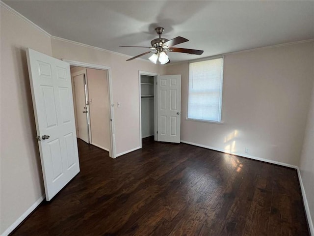 35 Elmwood St, Rome, GA 30161 - unfurnished bedroom with a closet, baseboards, crown molding, and wood finished floors