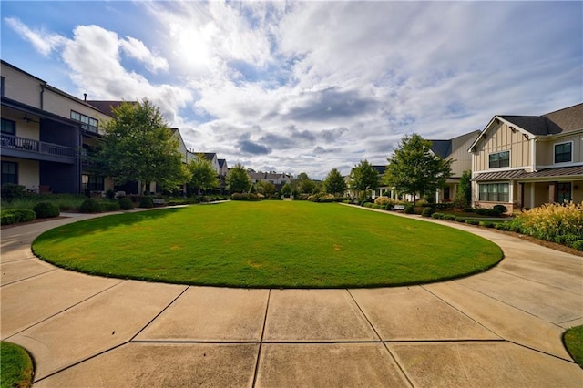 view of property's community with a yard and a residential view