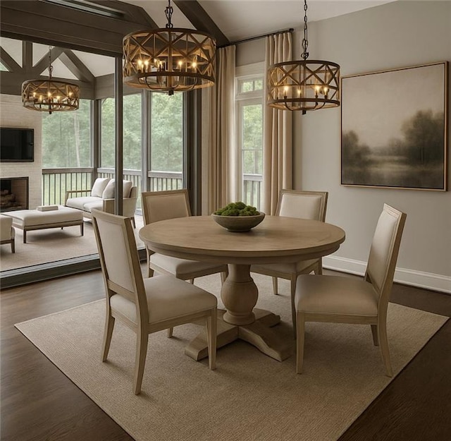 8625 Anchor On Lanier Ct, Gainesville, GA 30506 - dining space featuring a chandelier and dark wood-style floors
