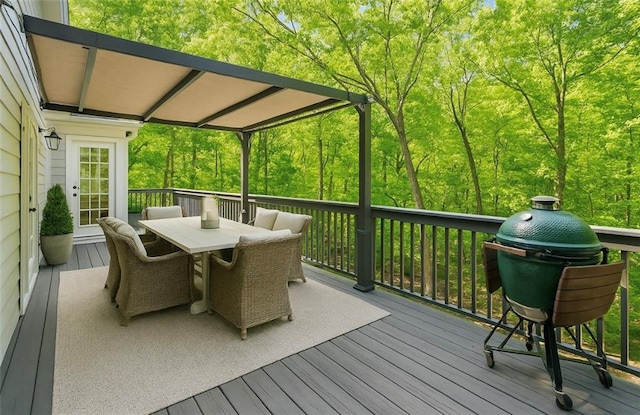 8625 Anchor On Lanier Ct, Gainesville, GA 30506 - wooden terrace with a grill and outdoor dining space