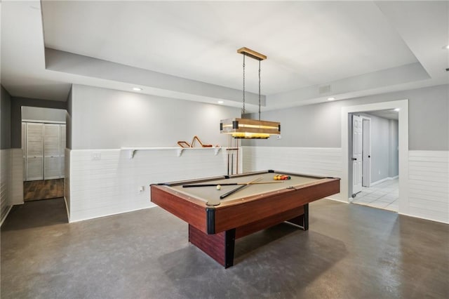 8625 Anchor On Lanier Ct, Gainesville, GA 30506 - rec room featuring a wainscoted wall, finished concrete flooring, pool table, and recessed lighting