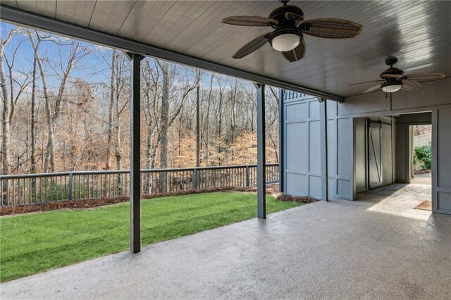 8625 Anchor On Lanier Ct, Gainesville, GA 30506 - unfurnished sunroom featuring ceiling fan