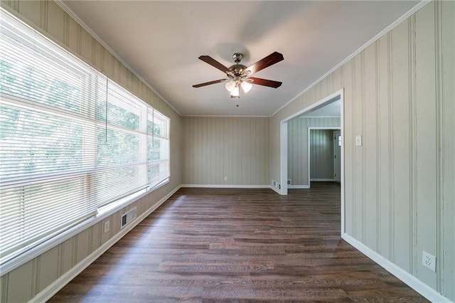 3904 W Hilda Cir, Decatur, GA 30035 - empty room featuring ornamental molding, dark wood-style floors, and ceiling fan
