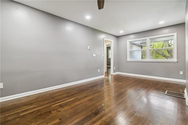 2267 Bryant Dr, East Point, GA 30344 - spare room with visible vents, wood finished floors, baseboards, ceiling fan, and recessed lighting