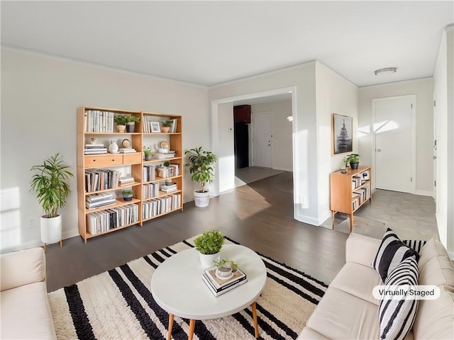 living room featuring dark hardwood / wood-style flooring