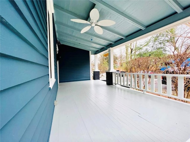 view of patio / terrace featuring ceiling fan