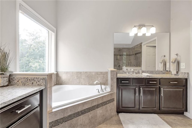 1546 Heritage Pass, Milton, GA 30004 - full bath with a shower stall, double vanity, a bath, and tile patterned floors