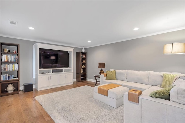 1546 Heritage Pass, Milton, GA 30004 - living room with crown molding, light wood-style flooring, recessed lighting, and baseboards