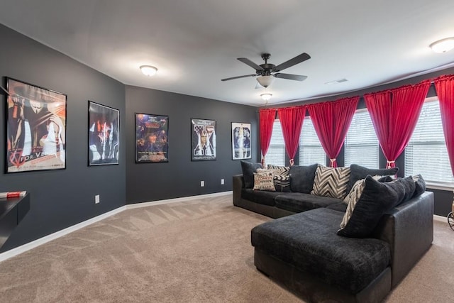 4824 Sultana Way SW, Atlanta, GA 30331 - carpeted living area featuring baseboards, ceiling fan, and visible vents