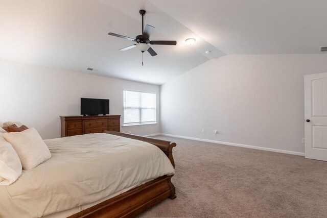 4824 Sultana Way SW, Atlanta, GA 30331 - bedroom with carpet flooring, a ceiling fan, lofted ceiling, baseboards, and visible vents