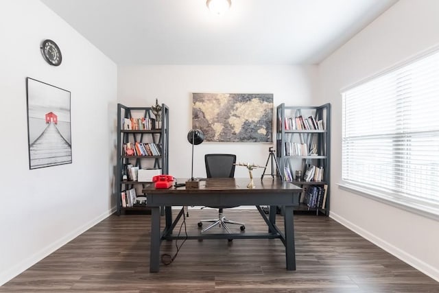 4824 Sultana Way SW, Atlanta, GA 30331 - home office with baseboards and dark wood-style flooring