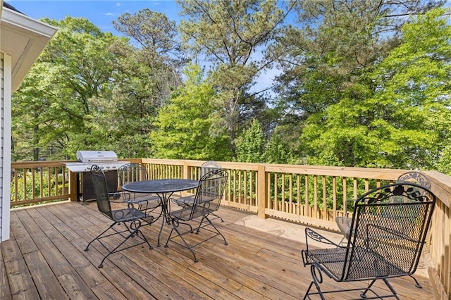 4811 Nevilly Way, Marietta, GA 30066 - wooden deck with a grill and outdoor dining space
