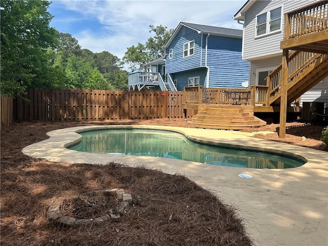 4811 Nevilly Way, Marietta, GA 30066 - view of pool with a fenced in pool, stairs, a fenced backyard, and a wooden deck