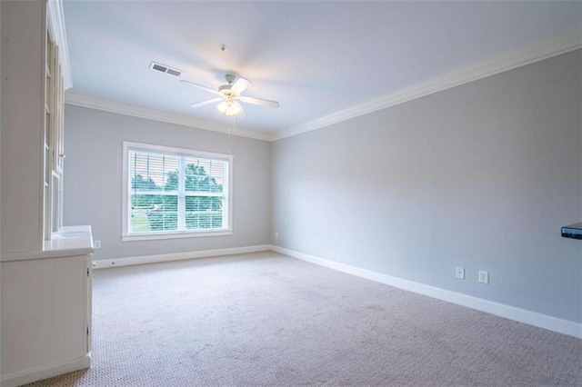 2304 Village Blvd, Rome, GA 30161 - spare room with a ceiling fan, light colored carpet, crown molding, and baseboards