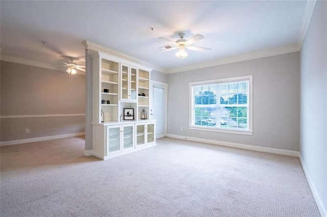 2304 Village Blvd, Rome, GA 30161 - spare room with ceiling fan, light carpet, ornamental molding, and baseboards