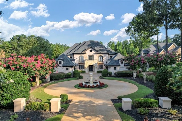 view of home's community featuring curved driveway