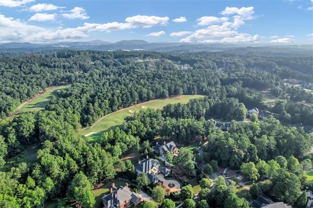 bird's eye view with a mountain view