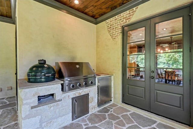 view of patio / terrace featuring area for grilling and french doors