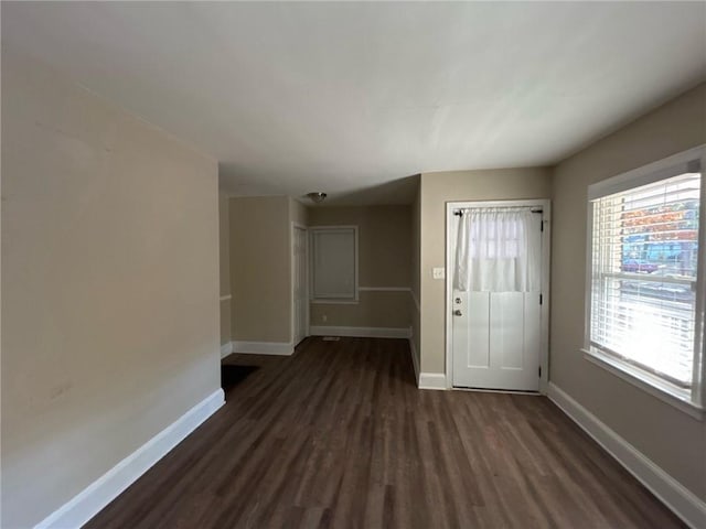 foyer entrance featuring dark hardwood / wood-style floors