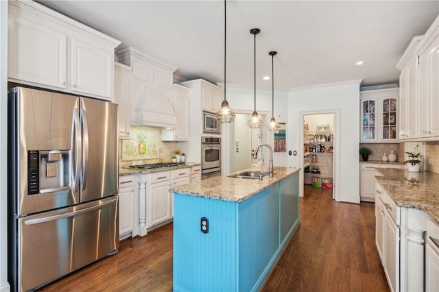 3215 Kylee Dawn Cir, Lawrenceville, GA 30045 - kitchen with appliances with stainless steel finishes, white cabinets, and a sink