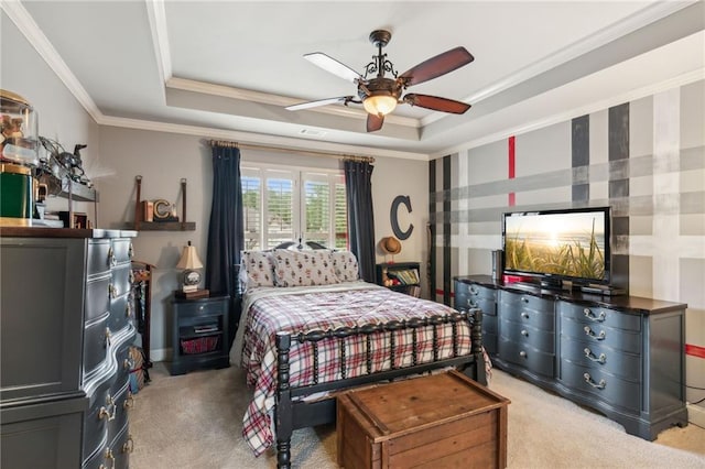 3215 Kylee Dawn Cir, Lawrenceville, GA 30045 - bedroom with a raised ceiling, ornamental molding, and light carpet