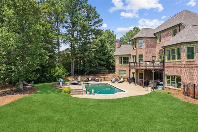 3215 Kylee Dawn Cir, Lawrenceville, GA 30045 - view of pool featuring a fenced in pool, fence, a patio, and a yard